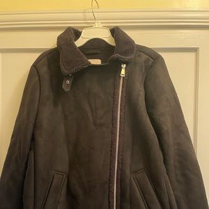 NWT Faux Suede fur-lined Aviator coat